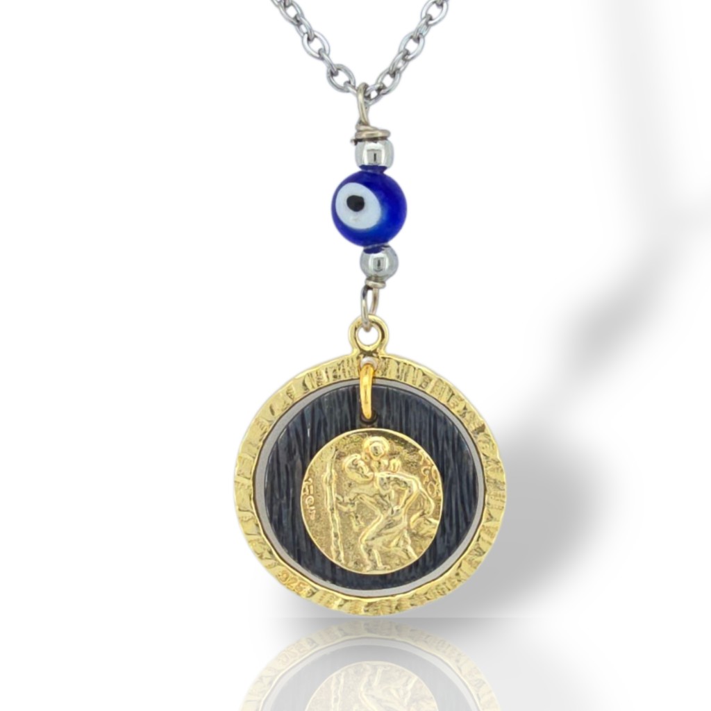 Φυλαχτό αυτοκινήτου Αγ. Χριστόφορος απο ασήμι 925° (code L008222)